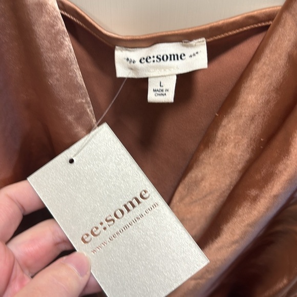 NWT Eesome Elegant Copper Slip Dress size L - Picture 3 of 8